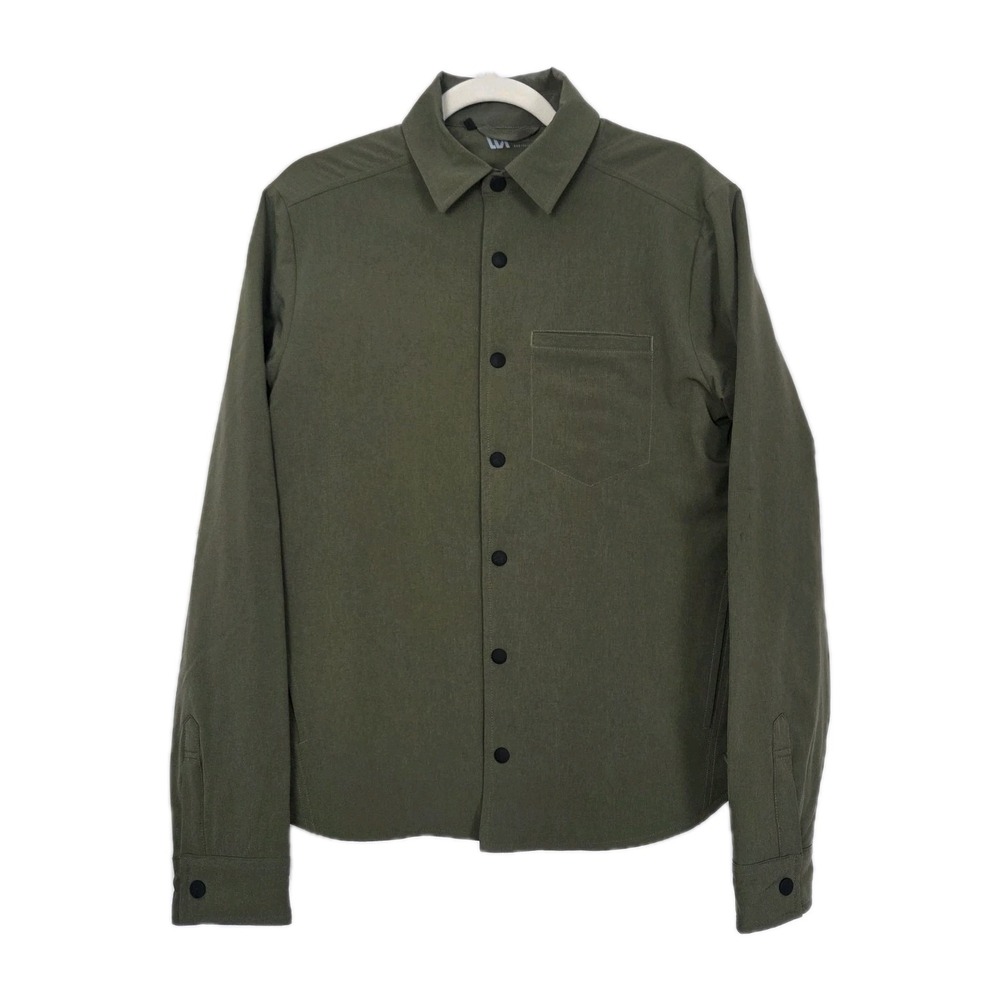 VRST Jacket‎ Mens Small Green Insulated Shirt Jacket Shacket Snap Front Logo